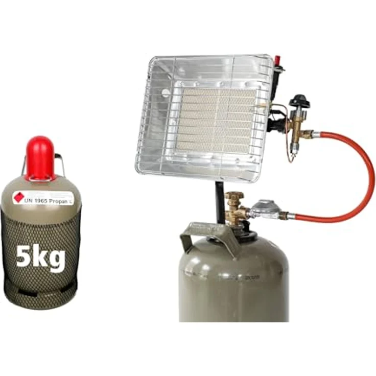 Rothenberger Industrial Gas Heizstrahler Komplettpaket mit Zündung und Propanregler | 5 kg leer, Grau – Bild 1