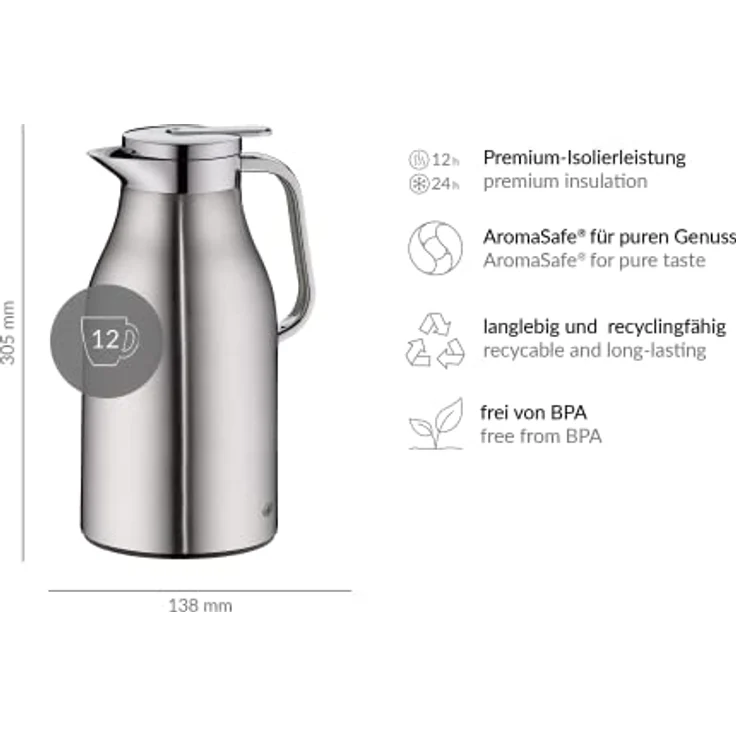 alfi SKYLINE Isolierkanne edelstahl matt 1,5l  – Bild 6