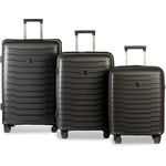 Worldpack Portland Kofferset 3-teilig, 4 Rollen, schwarz, aus 100% Polypropylen, 52 cm x 29 cm x 72 cm