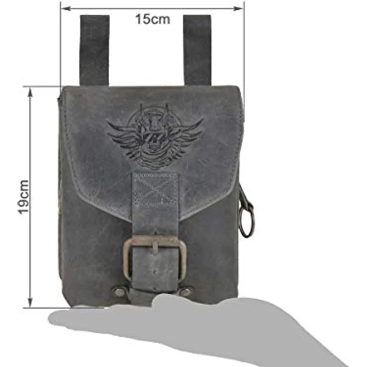 Greenburry Vintage Gürteltasche aus 100% Leder, 15 cm x 8 cm x 19 cm, grau – Bild 6
