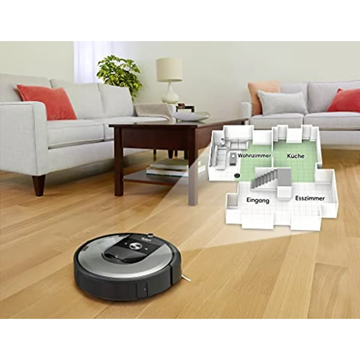 iRobot Roomba i7+ Saugroboter mit Absaugstation, 90 min Akkubetrieb, Lithium-iOn Akku - Clean Base selbstentleerend - 2 Mehrflächenbürsten (i755640) – Bild 4