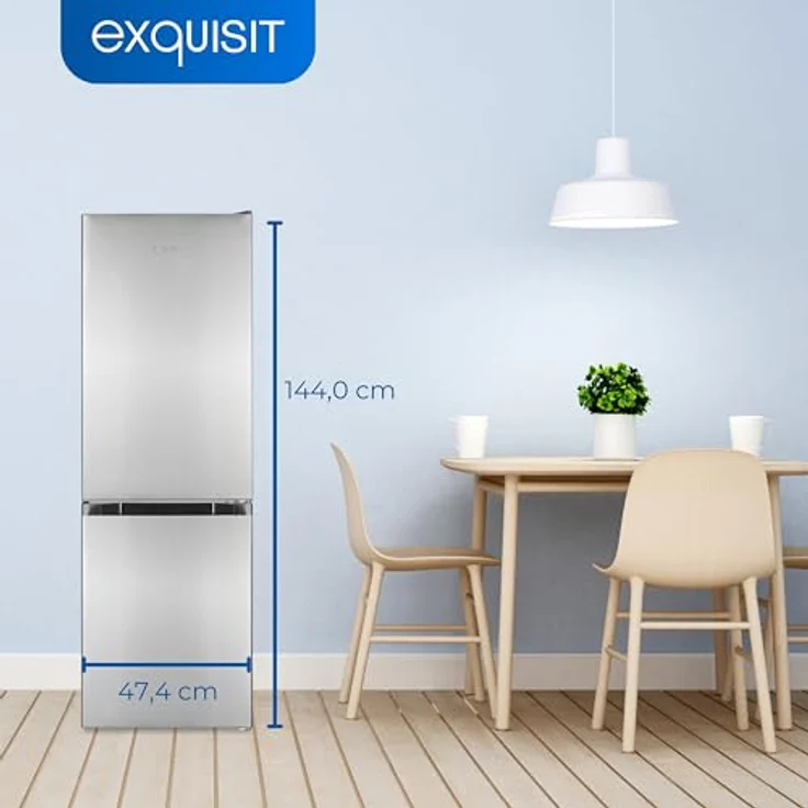 Exquisit Kühl-Gefrierkombination KGC231-60-E-050C inoxlook | 157 l Nutzinhalt | 4-Sterne-Gefrieren | Alarm – Bild 4