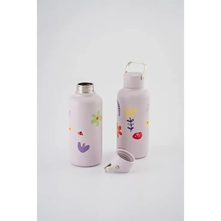 equa Trinkflasche Timeless FLWR, 600 ml Edelstahl, extra leicht und robust im schlichten Design – Bild 6
