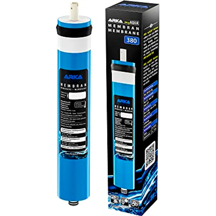 ARKA myAQUA® 380 Membran - für max. 380 L / Tag Osmosewasser, entfernt bis zu 99% der Schadstoffe, Salze, Pestizide, Schwermetalle & Bakterien aus dem Wasser,