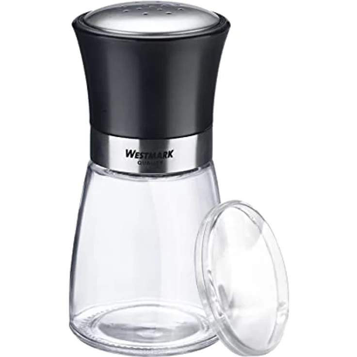 WESTMARK Gewürzstreuer »Blacky«, Salz- / Pfefferstreuer aus Glas und Edelstahl mit Aromadeckel, transparent/schwarz/silber, 13.2 cm hoch – Bild 1