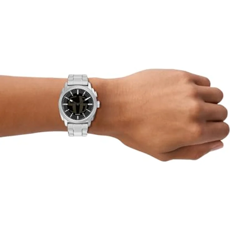 Fossil Machine Uhr für Herren, 41-mm Ana-Digi-Bigtic-Uhrwerk, silberfarbenes Edelstahlband, wasserdicht bis 50 m – Bild 2