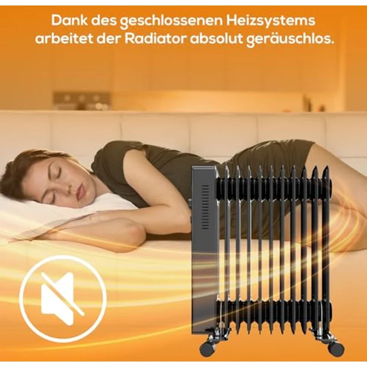 Tronitechnik® Ölradiator TT-OR 211 Elektroheizung Schwarz Öl-Heizung Radiator 3 Heizstufen 11 Rippen Elektrischer Heizkörper Energiesparend Thermostat Überhitzungsschutz Heizgerät – Bild 5