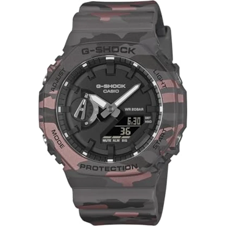Casio G-Shock 2100 Series Camouflage Uhr GA-2100CM-8AER, Herren-Armbanduhr aus Harz, stoßfest, mit 5 Alarmen und Weltzeitfunktion, Camouflage-Design – Bild 1