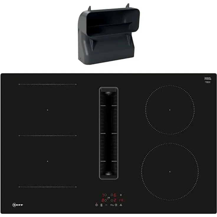 Neff Set V58NBSGA6 bestehend aus V58NBS1L0 Induktionskochfeld mit Dunstabzug, 80 cm, rahmenlos aufliegend, N 50 und Z861SB4 90° Flachkanalbogen mit kleinem Radius, vertikale Konfiguration