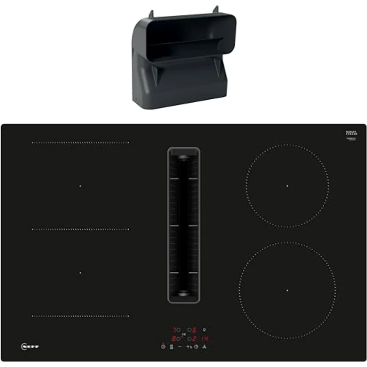 Neff Set V58NBSGA6 bestehend aus V58NBS1L0 Induktionskochfeld mit Dunstabzug, 80 cm, rahmenlos aufliegend, N 50 und Z861SB4 90° Flachkanalbogen mit kleinem Radius, vertikale Konfiguration – Bild 1