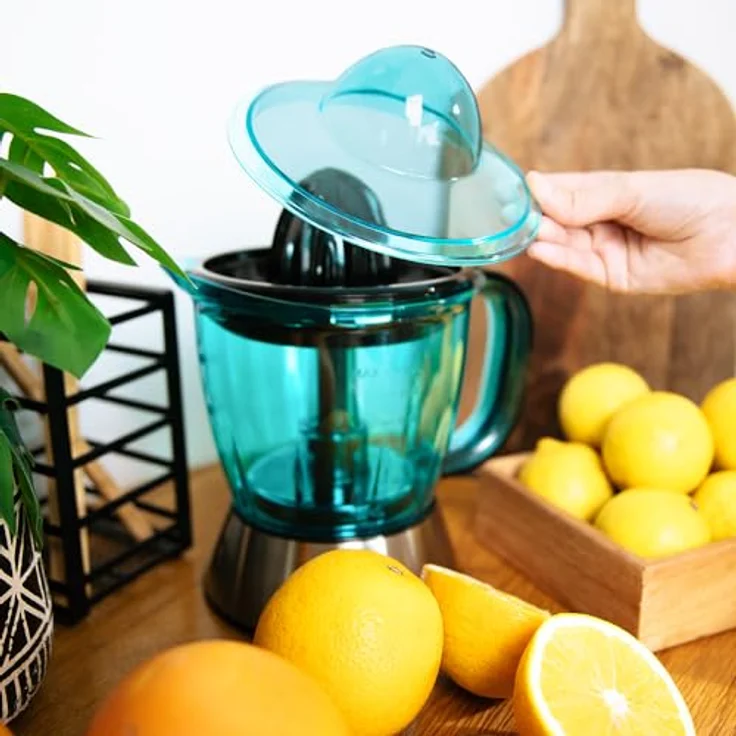Cecotec Exprimidor Zitrus Easy White V, Zitruspresse mit 1 Liter Saftbehälter, Schwarz/Blau/Silber, spülmaschinenfest – Bild 10