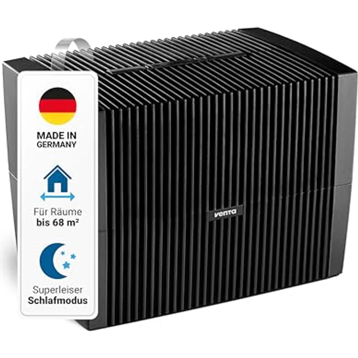 Venta Luftbefeuchter LW45 Classic Original, bis 68 m², sehr leise 20 dB(A), energieeffizient 2 Watt, 10 l-Tank, hygienische Kaltverdunstung ohne Filter – Bild 2