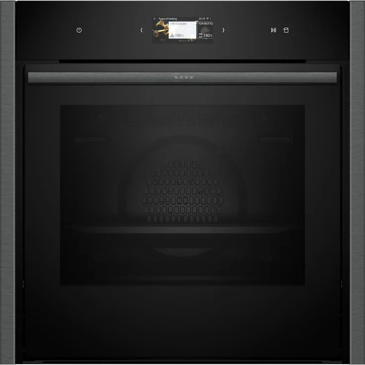 Neff B54FS33G0K, Einbau-Elektro-Backofen mit 71 l, Dampfgarer, 4D-Heißluft, 40 - 250 °C, Slide & Hide-Tür, TFT-Display, A+