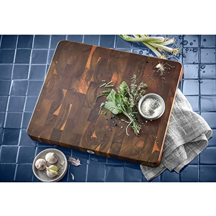 WMF Schneidebrett, XL 40 x 32 cm x 4 cm, Holz, Akazienholz, klingenschonend, große Arbeitsfläche, Stirnholzoptik – Bild 2