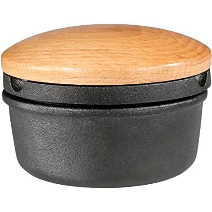 Zassenhaus Gewürzreibe XL | Ø 11 cm, Höhe: 7 cm | aus Gusseisen mit Vorratsfach | dicht schließender Buchenholzdeckel | extra breite Reibefläche | Reibe für frische Kräuter und Gewürze, 076141