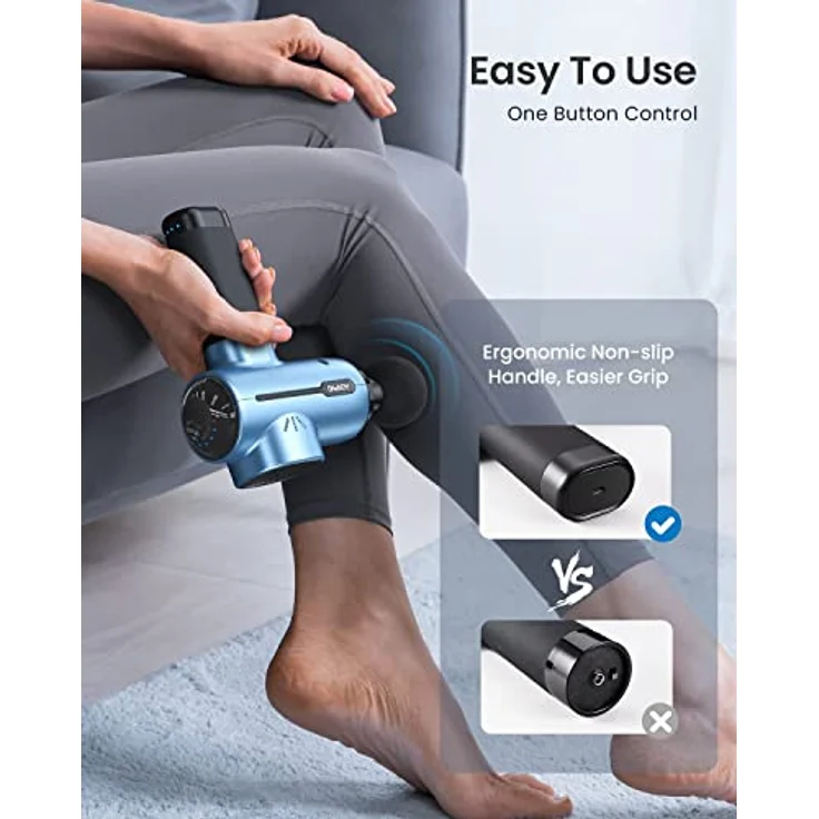 Massagepistole Massage Gun, RENPHO Massagepistole bis zu 3200U/min Massage Gun Massagegerät mit 2500mAh Akku und USB C Ladeanschluss zur Muskel Massage Entspannen, Blau – Bild 4