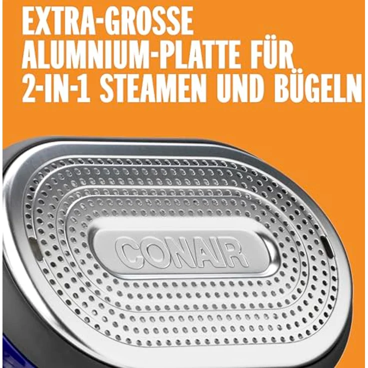 BaByliss Conair GS108E Steam & Iron Turbo, tragbarer Dampfglätter mit 1875 Watt Leistung, 40 % mehr Dampf, Blau/Schwarz – Bild 10