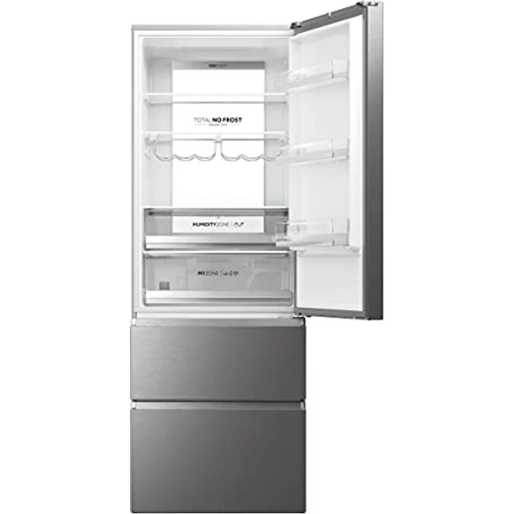 Haier 3D 70 SERIE 7 HTW7720DNMP Kühl-Gefrierkombination/Total No Frost/Smart hON-App/Easy Access Gefrierschubladen: Bis zu 30% Energie einsparen/HumidityZone/Leise nur 29 db(A) / Inox – Bild 2