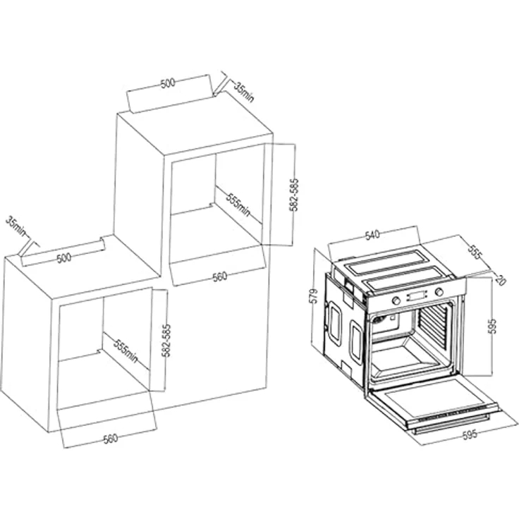 Respekta AB701-19, Einbaubackofen autark mit 10 Beheizungsarten, 73 Liter Volumen, LED Timer, Touch Control, versenkbare Knebel, A+, in Schwarz – Bild 4