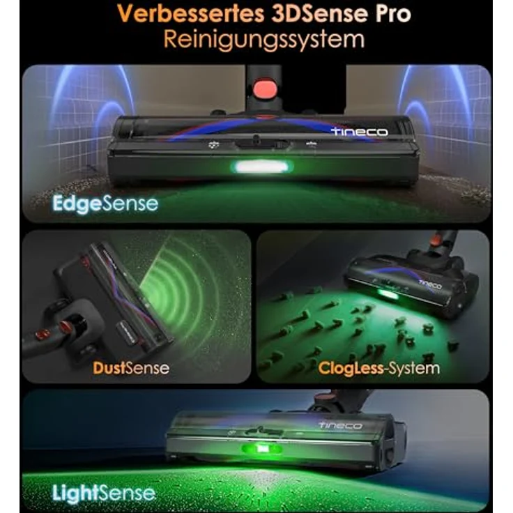 Tineco Pure ONE S70, Akku Staubsauger mit 200 AW, 3DSense Pro Reinigungssystem, 95 Min. Akkulaufzeit, 6-stufiges Filtersystem, ZeroTangle-Bürste, orange – Bild 2