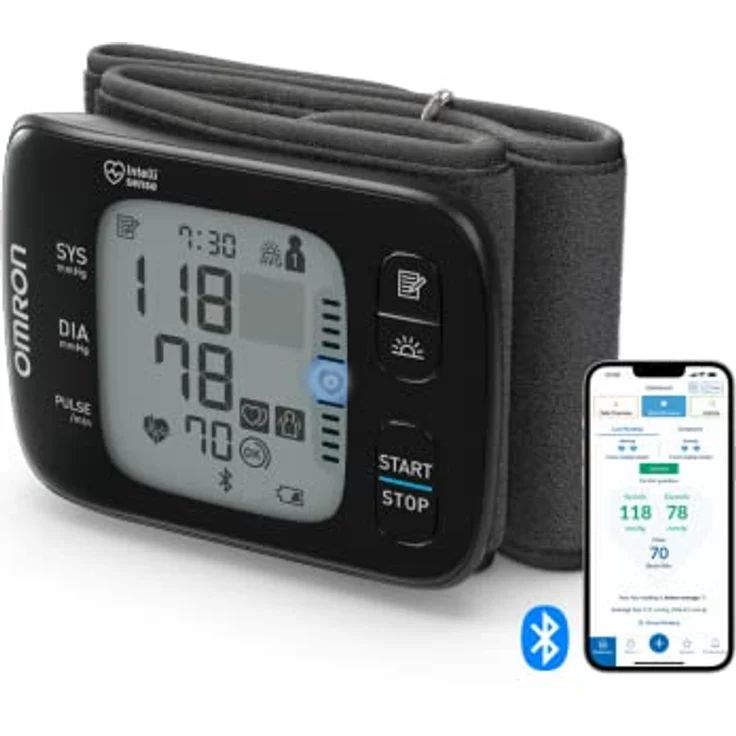 OMRON RS7 Intelli IT Handgelenk-Blutdruckmessgerät mit Positionierungssensor und Bluetooth-Konnektivität für den Einsatz zu Hause oder unterwegs – Bild 1
