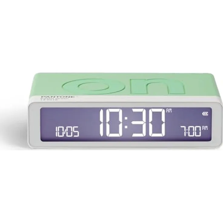 Lexon Flip Classic, Digital Funkuhr Wecker mit LCD-Display, wendbar, Snooze-Funktion, USB-C wiederaufladbar – Mint glänzend