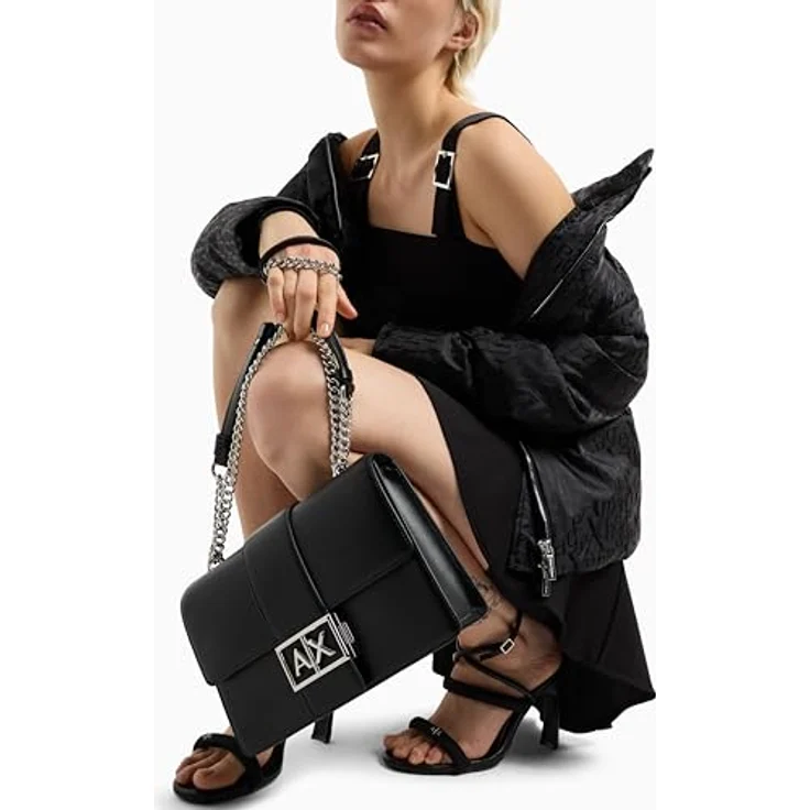 ARMANI EXCHANGE Umhängetasche Jodie, Polyester mit verstellbarem Trageriemen und Reißverschlussfächern, schwarz – Bild 7