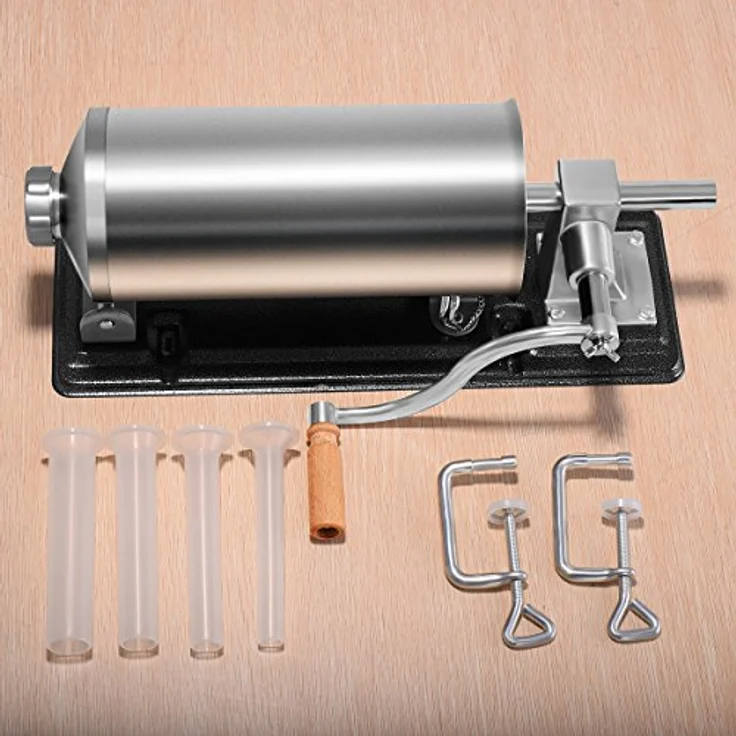 COSTWAY Wurstfüllaufsatz, Wurstmaschine mit 4 Füllrohre & Tischklemme, 4,8L, Aluminium & Edelstahl – Bild 8