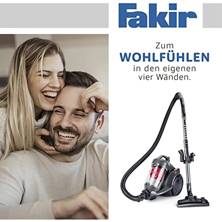 Fakir BL 240 Trend-beutelloser-Bodenstaubsauger, Sauger-ohne-Beutel mit Hocheffizienzmotor, HEPA-Filter, langes Kabel, sehr leise, großer Aktionsradius, anthrazit-rot - 700 Watt – Bild 2
