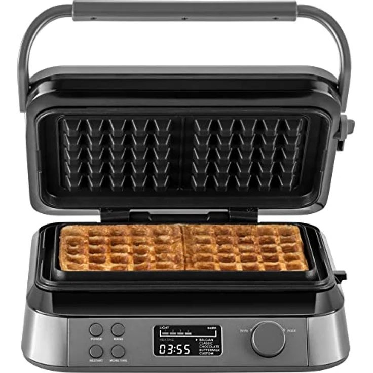 KLAMER Waffeleisen belgische Waffel, Waffeleisen doppelt mit 7 Stufen und 5 Programmen, Platten mit Antihaftbeschichtung, 1600W, grau – Bild 2