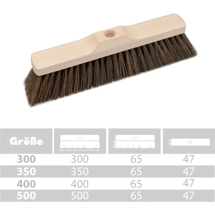 Prima-Online Holz Besenkopf Hausbesen mit Stiel, 35 cm Breite, 22 mm Gewinde, wahlweise 120 cm oder 150 cm Stiellänge, PET-Borsten in braun/schwarz – Bild 5