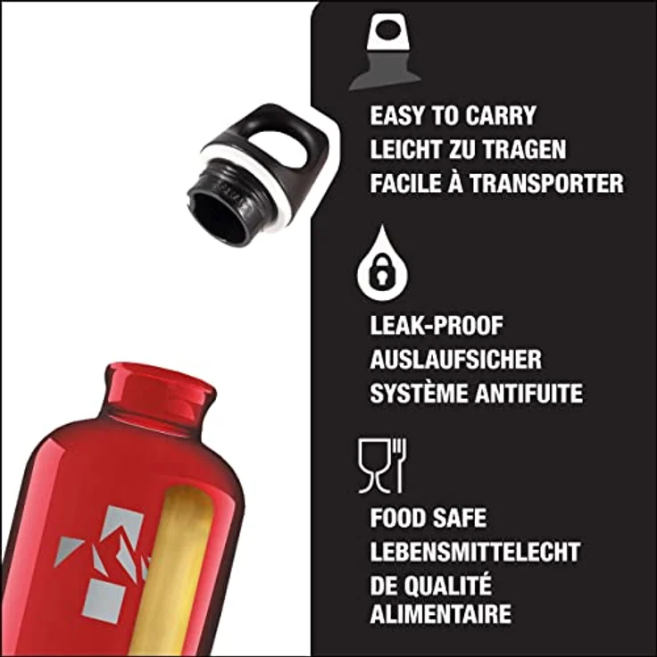 Sigg Unisex – Erwachsene Mountain Red Wasserflaschen, Rot, 0.6 – Bild 3