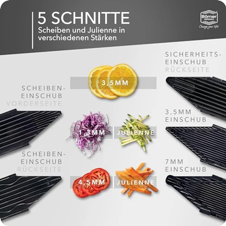 Börner Gemüsehobel V6 ExclusiveLine Profi Set, Kunststoff, mit 2 Messereinschüben und Dockingstation – Bild 2