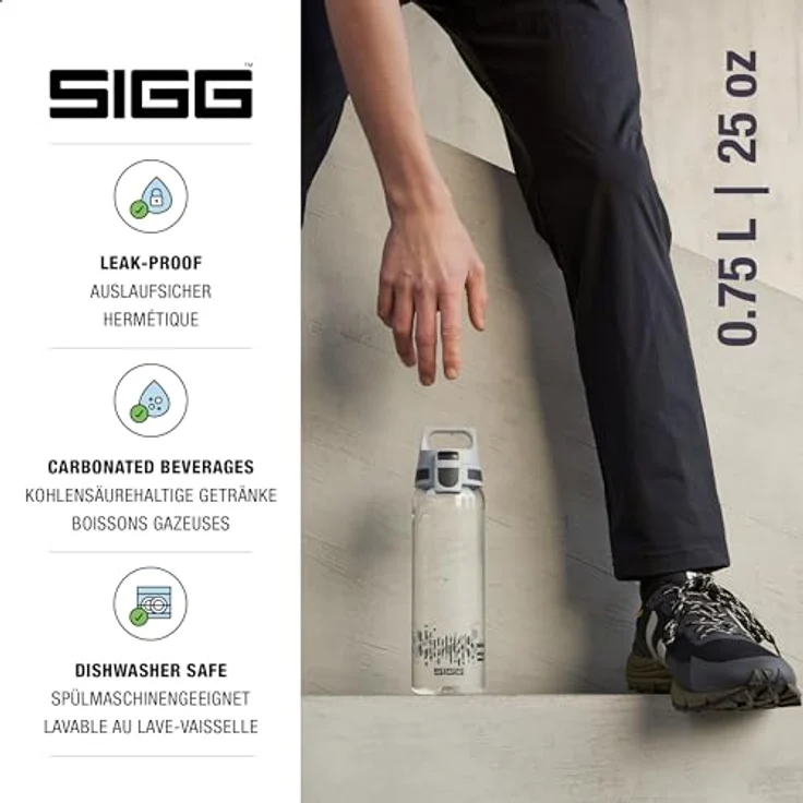 SIGG Total Clear ONE MyPlanet™ Trinkflasche (0.75 L), BPA-freie und auslaufsichere Trinkflasche, bruchfeste Sport Trinkflasche aus Tritan mit Fruchtfilter, Anthrazit – Bild 2