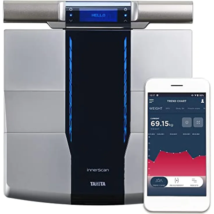 Tanita Segmentale Körperfettwaage mit BIA-Technologie - 16 Messungen - Bluetooth und App-Synchronisierung - 8 Elektroden und 4 Benutzerprofile (RD-545HR)