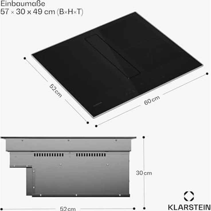 Klarstein Chef-Fusion CGCH3-Chef-F.60BK.Pr, Induktions-Kochfeld mit Abzugshaube Flex 4 Zonen, Schwarz – Bild 7