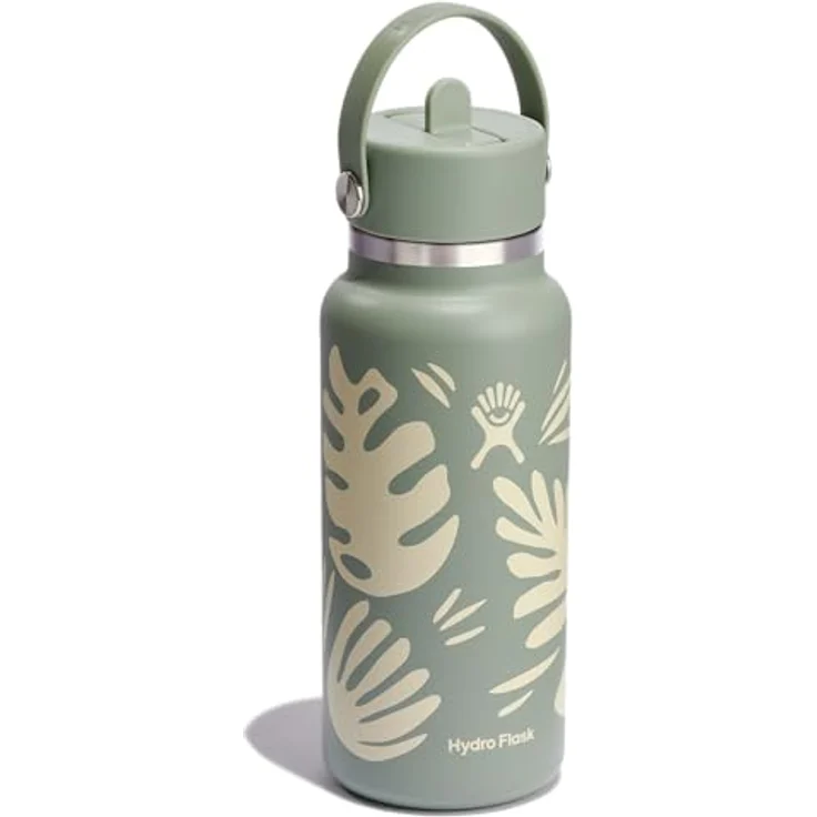 Hydro Flask Botanical Bliss Wasserflasche, isolierter Edelstahl, 900 ml, mit breitem Strohhalm-Deckel, auslaufsicher, spülmaschinenfest – Bild 2