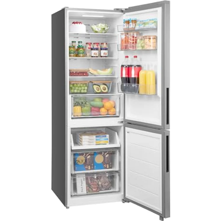 Midea MDRB548MME46, Kühl-Gefrierkombination mit 401 l, 8 kg/24h, E-Energieeffizienz, Edelstahl, Fresh Zone Fach – Bild 2