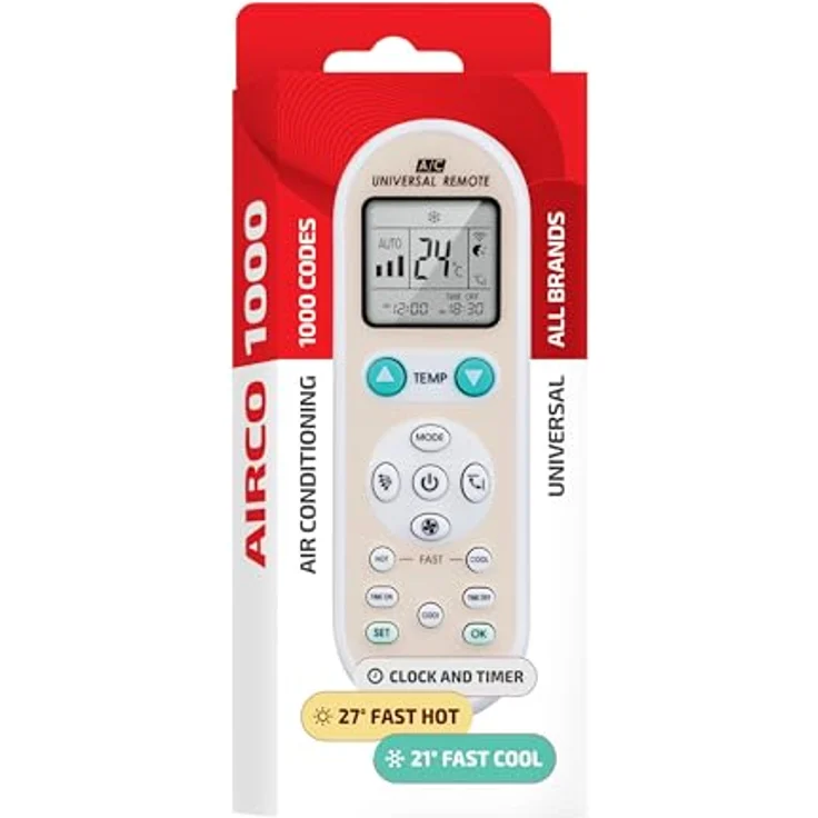 Superior Electronics Airco SUPCU002, Universelle Fernbedienung für Klimaanlagen mit 1000 Codes, ergonomisches Design, geringer Stromverbrauch, kompatibel mit Daikin, Mitsubishi, Samsung, LG, Panasonic und mehr – Bild 2