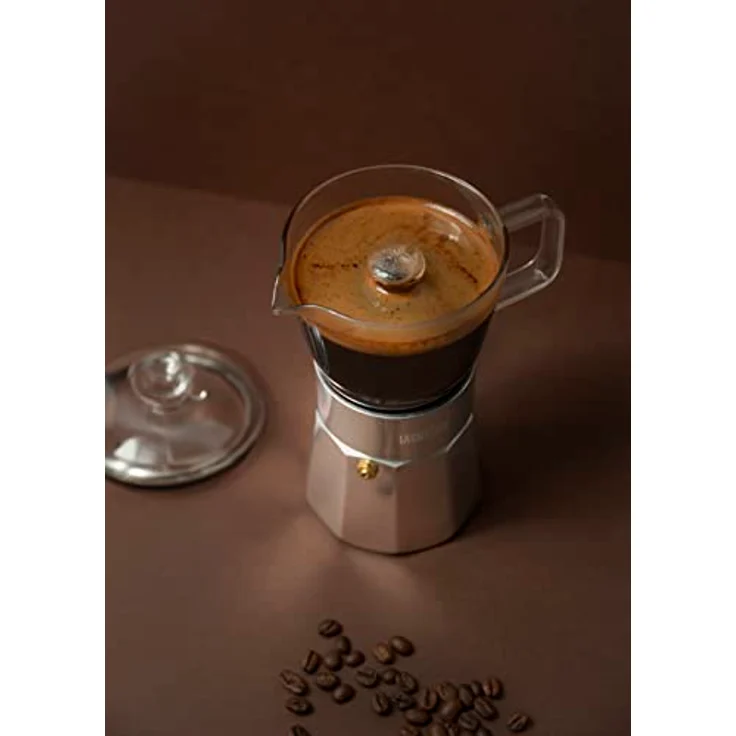 La Cafetière Espresso Maker, Espressokocher aus Aluminium, silber, für 6 Tassen, induktionstauglich, handwaschbar – Bild 7