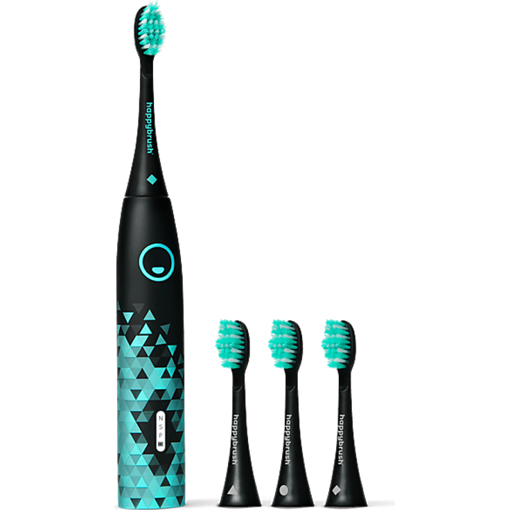 HAPPYBRUSH Eco VIBE 3, Schall-Zahnbürste Schwarz/Mint mit 40.000 Vibrationen/Minute, 3 Reinigungs-Modi und 6 Wochen Akkulaufzeit