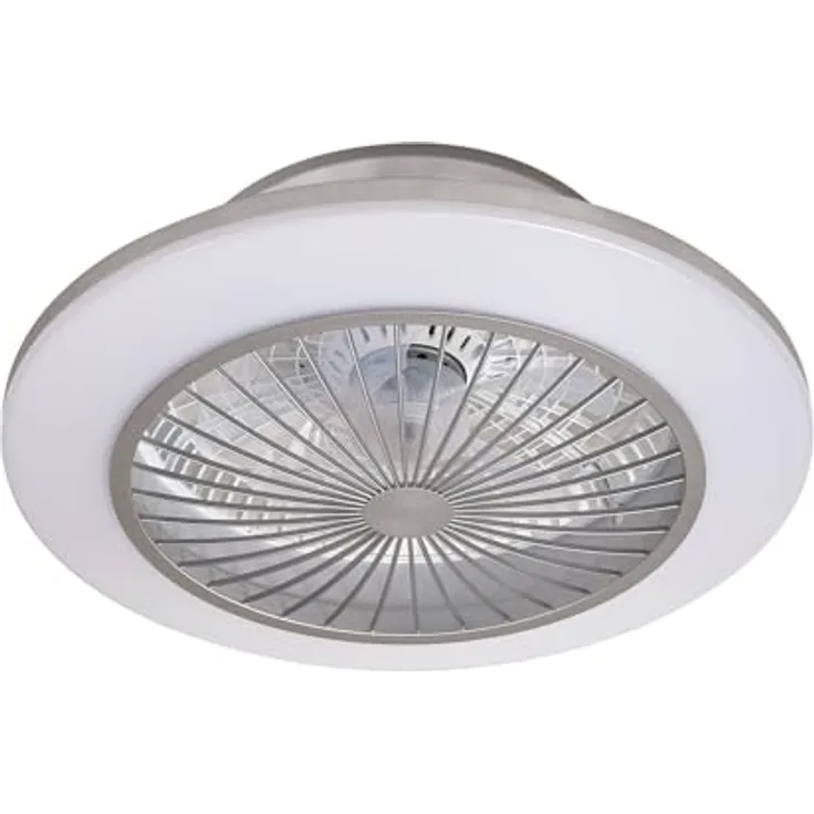 Lindby LED Deckenventilator mit Licht und Fernbedienung leise (Ø 55 cm), 2-in-1: Ventilator mit Lampe LED dimmbar, 3 Geschwindigkeiten, CCT Farbwechsel, silber/opal