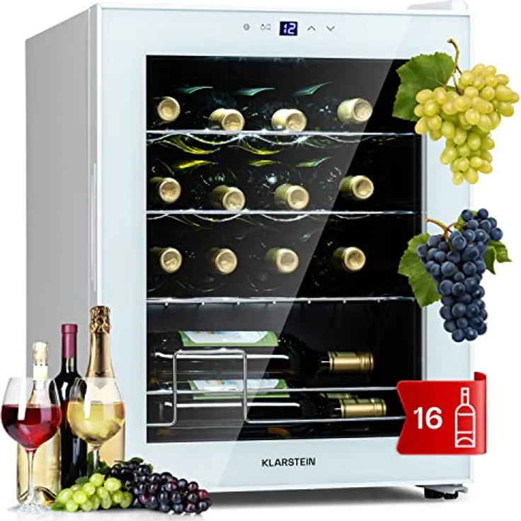 Klarstein Shiraz 16 Quartz Weinkühlschrank, freistehend, Quartz, 16 Flaschen, Touch-Bedienfeld, 5-18 °C, Energieklasse G – Bild 2