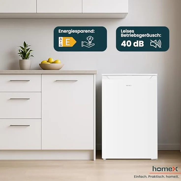 homeX FS871E-W Gefrierschrank, 4-Sterne Tiefkühlschrank mit 87L Nutzinhalt, kompakt, freistehend, leise, weiß – Bild 5