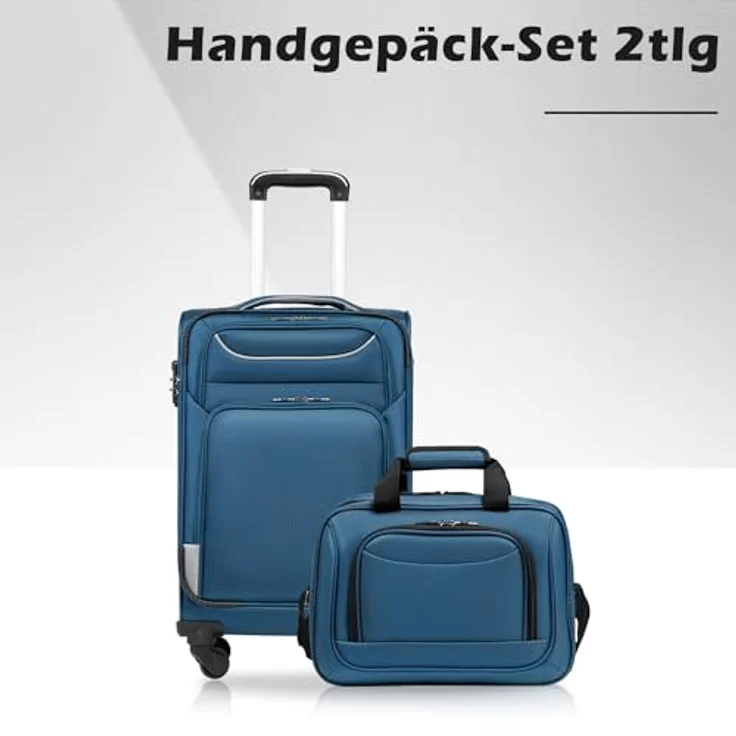 COOLIFE Handgepäck Koffer 58cm Weichgepäck Trolley Set mit 1 großer Umhängetasche, TSA Zahlenschloss, wasserabweisendes Oxford Gewebe, Aluminiumgriff, Gummiräder – Bild 2