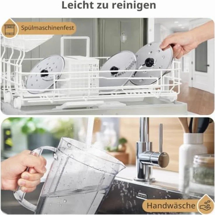 YASHE HGM-410 Multifunktionale Küchenmaschine, 2,5L Schüssel & 1,5L Mixbehälter, 1300-W-Motor mit 11 Funktionen, Schwarz/Grau – Bild 8