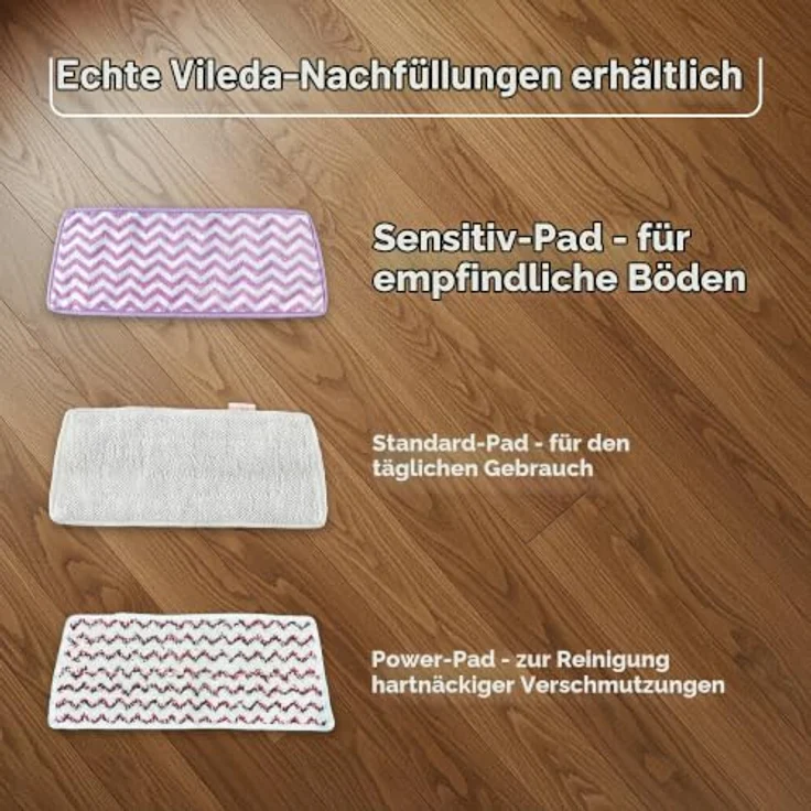 Vileda Steam Plus Pro Sensitive Pad XXL, hitzebeständiger Ersatzbezug für empfindliche Böden, 40 cm breit – Bild 4