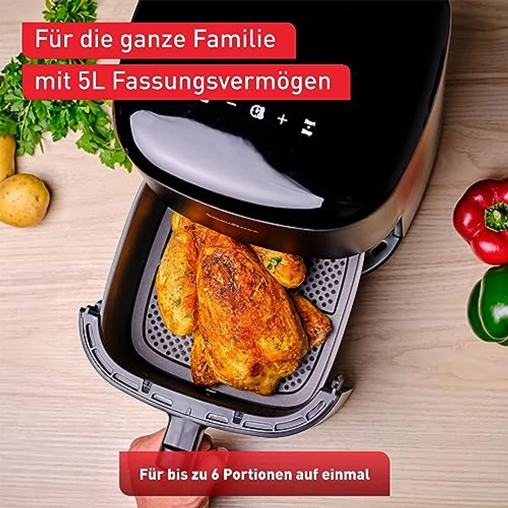 Tefal EY2458 Easy Fry Max Heißluftfritteuse | 5 L Fassungsvermögen | 10 automatische Garprogramme | digitaler Touchscreen | zeit-/energiesparend | Antihaftbeschichtung | Schwarz – Bild 5