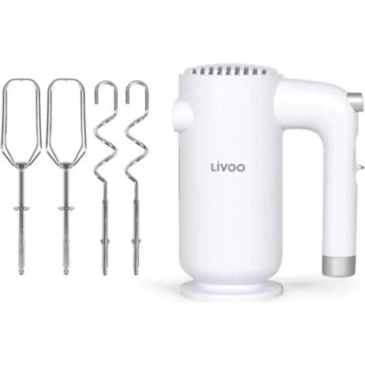 Livoo DOP243W, elektrischer Handmixer mit 250 W Leistung, 5 Geschwindigkeitsstufen, ergonomischem Griff und spülmaschinenfesten Schneebesen, weiß – Bild 2
