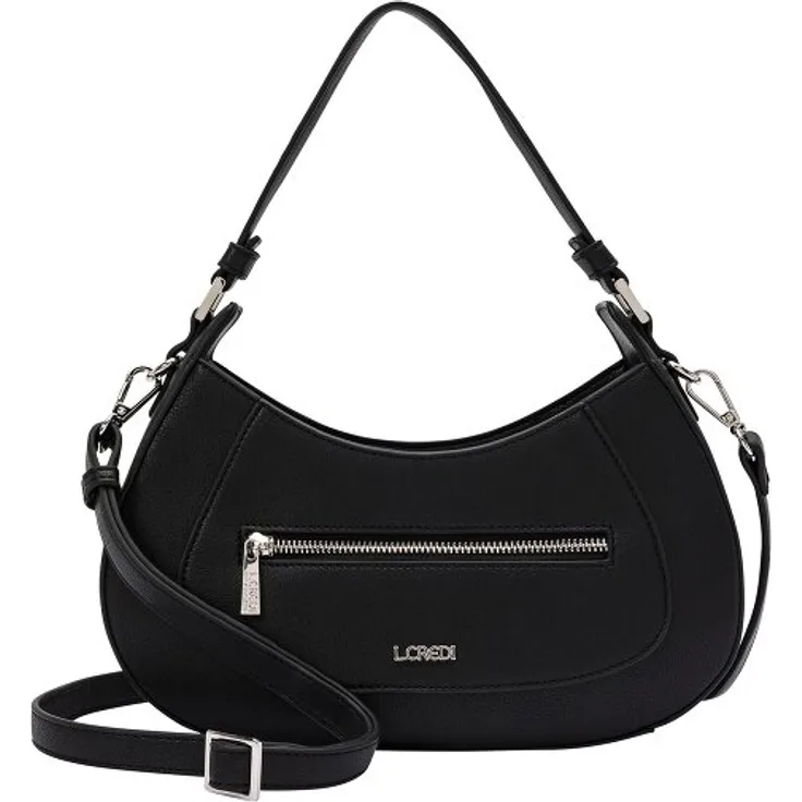 L.Credi Odelia Schultertasche, 25 cm, schwarz, aus 100% Polyurethan